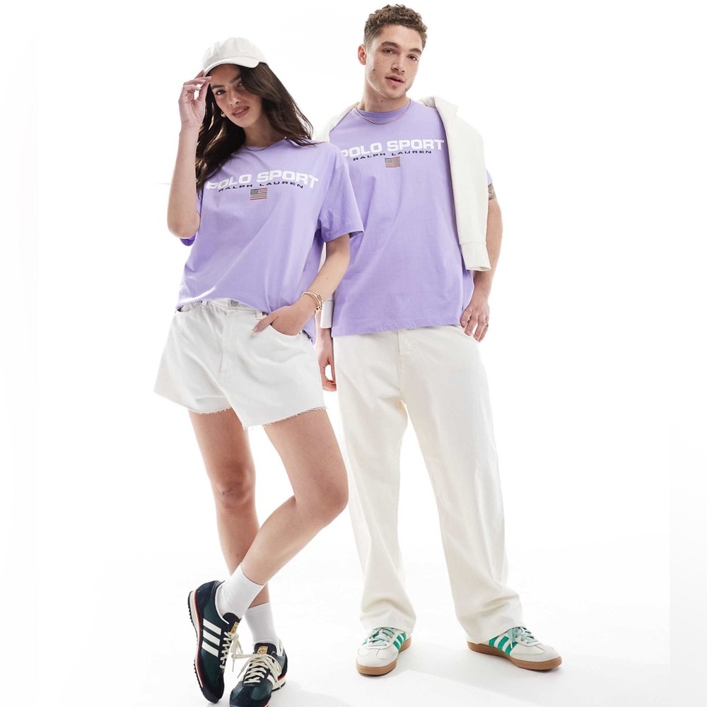 Polo Ralph Lauren Classic Fit Polo Sport Jersey T-Shirt (Sky Lavender/White) Med - Picture 2 of 11